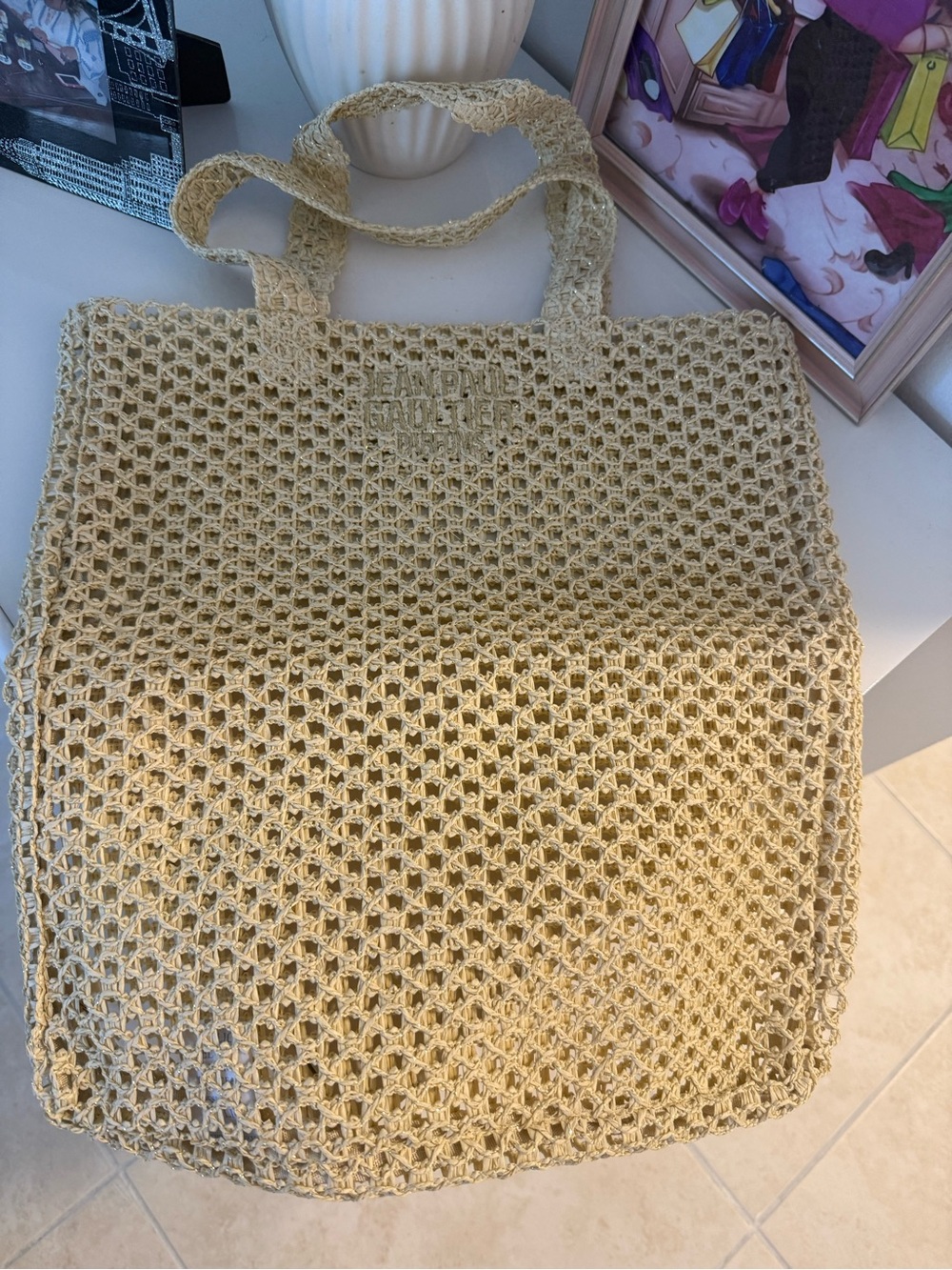 Jean Paul Gaultier Beige Crochet Tote